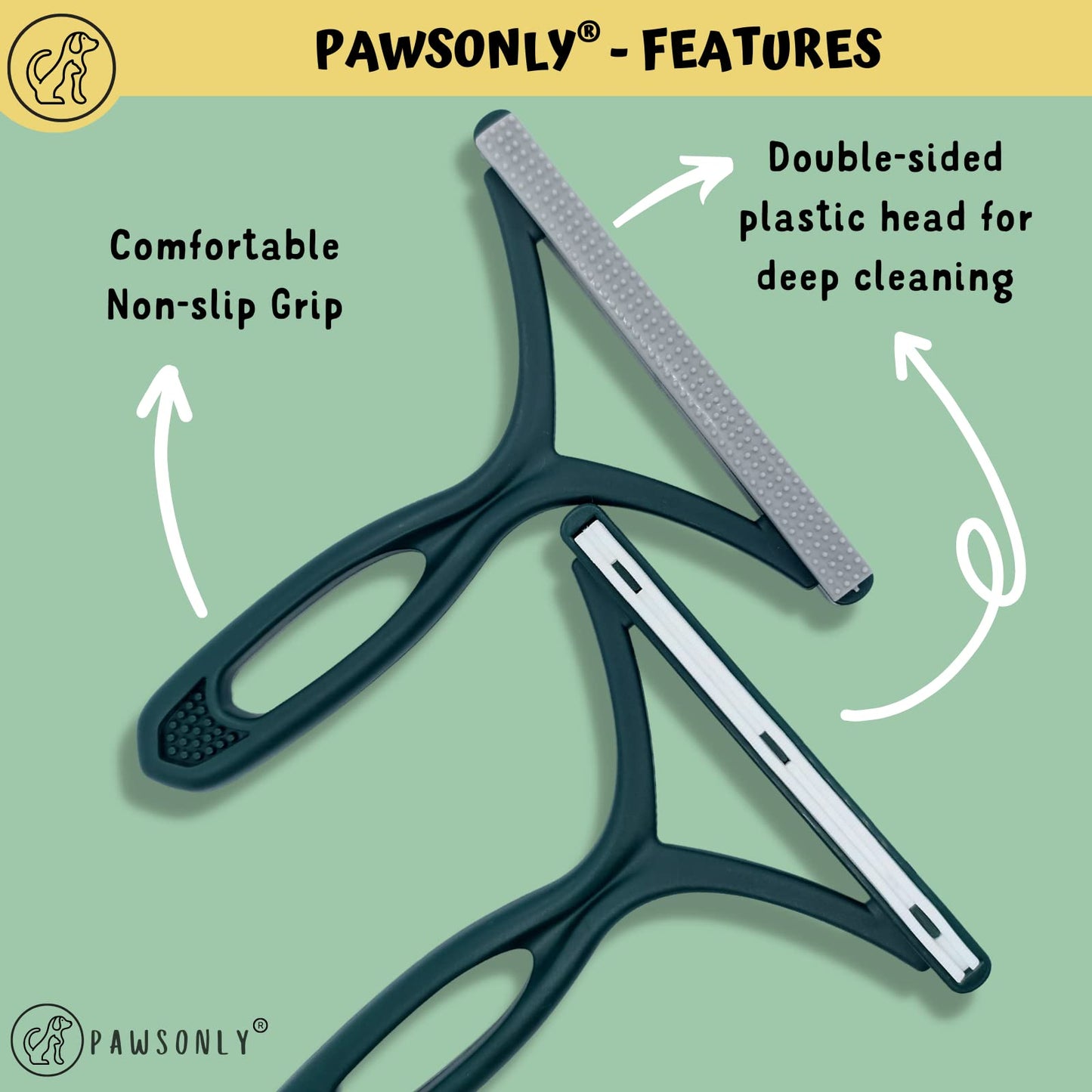 PawsOnly | Tierhaarentferner | Katzenhaarentferner | Hundehaare Entfernen | Fusselentferner fĂŒr Sofa Auto Teppich Kratzbaum Kleidung | Tragbarer | FusselbĂŒrste Tierhaare Pet Hair Remover (Orange)